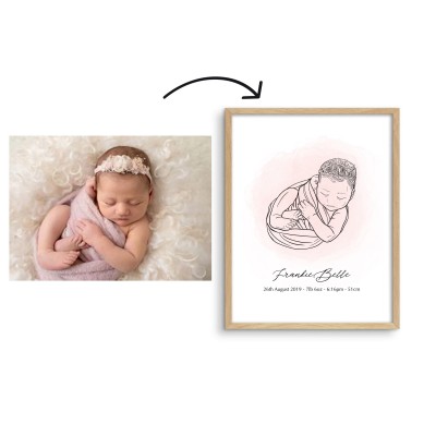 Newborn Baby Drawing From Photograph (JPEG and PDF files only, no frame provided)